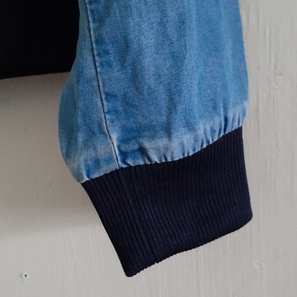 Zara Basic Chambray Denim Zip-Up Bomber Jacket Size S - Picture 6 of 10